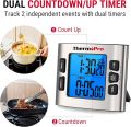 ThermoPro TM02 Digital Kitchen Timer with Dual Countdown Stop Watches Timer/Magnetic Timer Clock with Adjustable Loud Alarm and Backlight LCD Big Digits/ 24 Hour for Kids Teachers. 