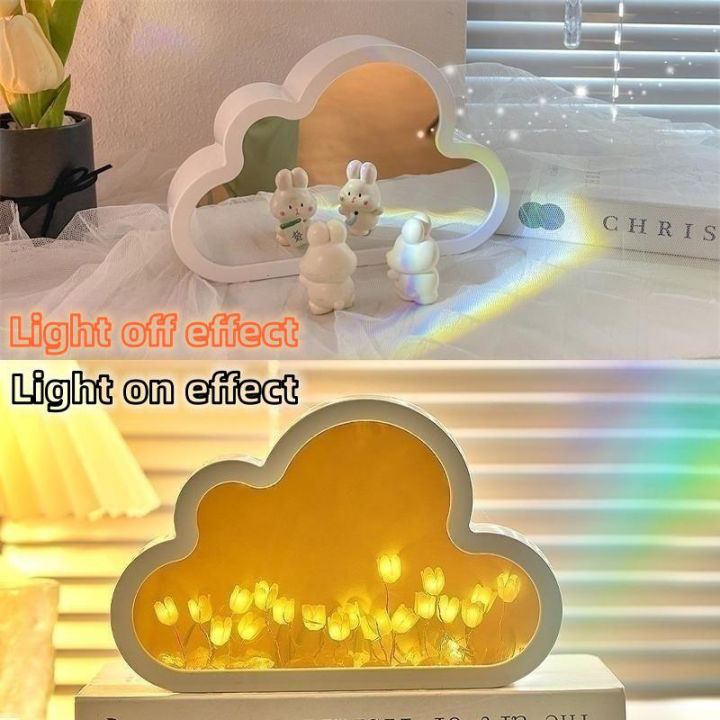 Tulip DIY Night Light, Cloud Tulip Mirror Night Light Room Decor Lamp