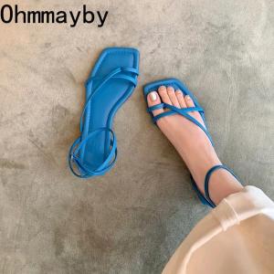 2025 Summer New Women Sandal Fashion Open Toe Narrow Band Ladies Elegant Gladiator Shoes Outdoor Dress Flats Sandalias2026