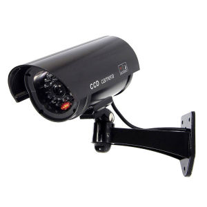 With a red flashing LED light simulation surveillance camera outdoor fake monitor