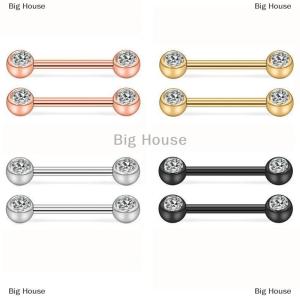 [COD] Big House แท่งเจาะหัวนมไทเทเนียมสำหรับผู้หญิงขนาด16-19มม. 2ชิ้น