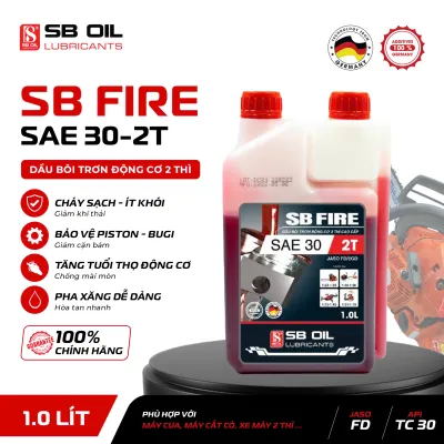 dầu nhớt máy cưa máy cắt cỏ máy phun thuốc SB OIL Dầu 2 thì SB Fire SAE 30 JASO FD/EGD Red (1L) Phù hợp cho Xe máy 2 thì