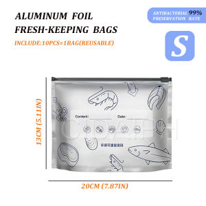 10pcs Aluminum Foil Food Storage Bags Leakproof Stand Up Freezer Zip Lock Pouch for Snacks Coffee Tea Nuts Travel
