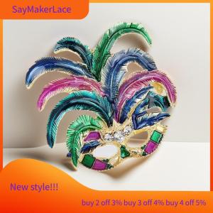 READY STOCK✨ Fashion Feather Face Brooches Pins For Women Coat Jewelry Accessries Gifts