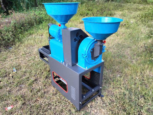 Máy Xay Xát Lúa Thành Gạo Trắng Gắn Mô Tơ 3KW Điện 220V Gia Đình