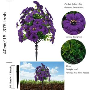 Artificial Violet Flower Garden Stake Wedding Decor Outdoor Photography Prop Bouquet Ground Plug