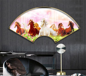 [NEW]- Mẫu tranh quạt " Mã đáo thành công"  tranh tráng gương 5D tranh phong thủy tranh trang trí nhà cửa.