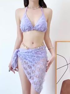 ชุดว่ายน้ำบิกินี่สามชิ้น สำหรับผู้หญิง มีพู่และตกแต่งโซ่ สไตล์เซ็กซี่ KJA106