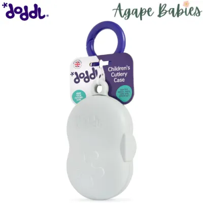Doddl Toddler knife fork and spoon case - Cool grey (purple clip)