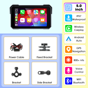 EKLEVA Motorcycle Display Screen Carplay Moto Navigation Portable Digital Dashboard Motobike Android Auto Waterproof BT Monitor