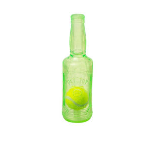 Rubvrenti Dog Chew Toy Tpr Rubber Bottle Shape With Tennis Ball Squeaky Durable Teething Training Fetch