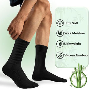 +MD Mens Bamboo Cushioned Crew Business / Casual Dress Socks
