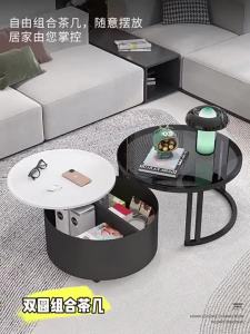 【Two day delivery】Light luxury modern coffee table / coffee table with storage living room / round tempered glass iron storage coffee table