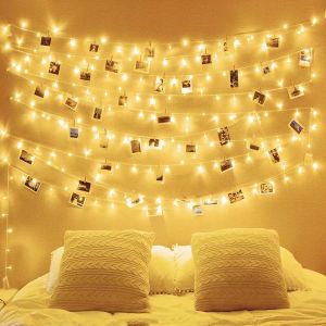 Bộ 2 Dây Đèn Led Đom Đóm 4 Mét 30 Bóng Fairy Light Màu Vàng Nắng Chế Độ Chớp Nháy Và Đứng Yên Dùng Điện 220V