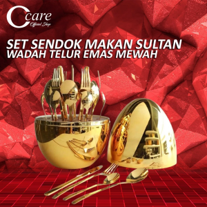 Kesempurnaan Meja Makan dengan Set Sendok Makan Sultan Estetik Wadah Telur Mewah dalam Desain Emas