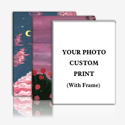 （With Frame）Custom Canvas Painting Gift Prints Personalized Poster Wood Frame Wall Art with Your Photos Decorative Picture for Home