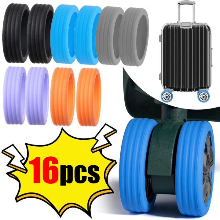 【 Low Price】16Pcs Luggage Wheels Silicone Protector Cover for