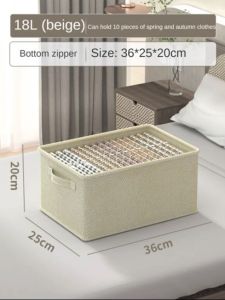 Awaytr 53L Organizer Basket Bags Collapsible Cotton Linen Waterproof Storage Box Household For Clothes Underwear Foldable Organizer Wardrobe Layered Organizer Large Capacity