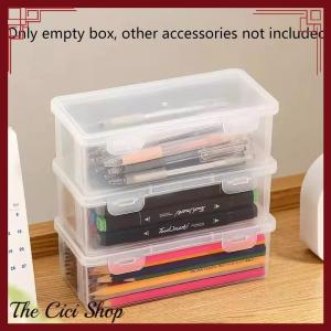 [The Cici Shop] 1PC Storage Organizer Box Large Capacity Plastic Pencil Box Stackable Translucent Clear Pen Box Office Supplies