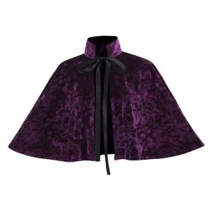 VALER Retro Velvet Cape Victorian Stand Collar Halloween Cloak Practical Polyester Medieval Short Cloak Halloween Cosplay