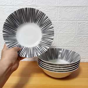 SET FOR 6 PIECES CERAMIC ZEBRA EMBOSSED PRINT RAMEN BOWL / SOUP BOWL / SALAD BOWL SIZE 20 CM X 6 CM