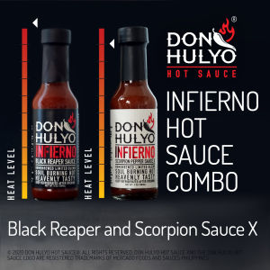 Inferno Hot Sauce Combo by Don Hulyo - Scorpion X and Black Reaper - 150 ml each Chili Sauce