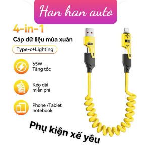 Dây Cáp 65W Sạc Nhanh Type-C Lighnting USB Nam Châm Lò So Chống Rối Phụ Kiện Điện Thoại