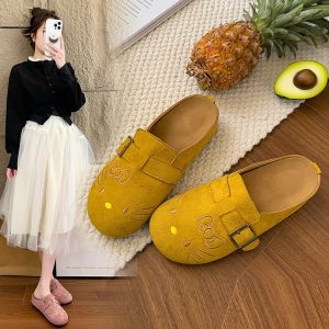 Free Shipping Cute Wide-Fit Slippers For Women New Style Thick-Soled Slip-On Closed-Toe Half-Slipper