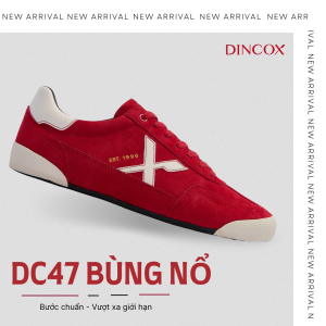 Giày Sneaker Nam Nữ Dincox DC47 RED Micro Suede Thời Thượng Shoes Đế Bằng Bền Và Nhẹ Hơn