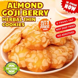 Almond Goji Berry Herbal Thin Cookies - Crisp & Nutty | No Sugar | No Additive