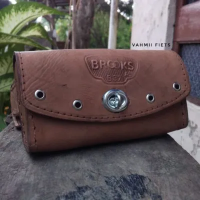 Dompet sadel kulit original coklat sepeda onthel ontel jengki