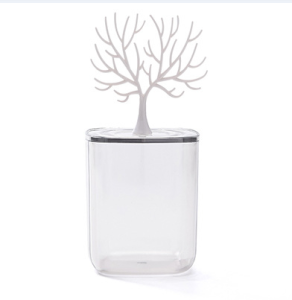 Money comes กล่องเอนกประสงค์  กล่องเก็บสำลีแบบมีฝาปิดป้องกันฝุ่น กล่องใส่สำลีก้าน