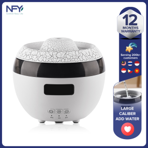 The new 300ML dynamic pickup aromatherapy machine features RBG ambient lighting. Flame humidifier household high fog digital display alarm clock and fragrance expander