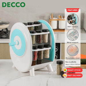 DECCO Rotating Ferris Wheel Glass Seasoning Spice Rack Jar Kitchen Storage Organizer With 18 Cans - Fulfilled by DECCO SHOP