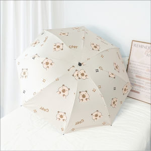 Capybara Automatic Umbrella Windproof Black Glue Anti-UV Parasol Cute Dual Use Sun Protection Three-fold Umbrella