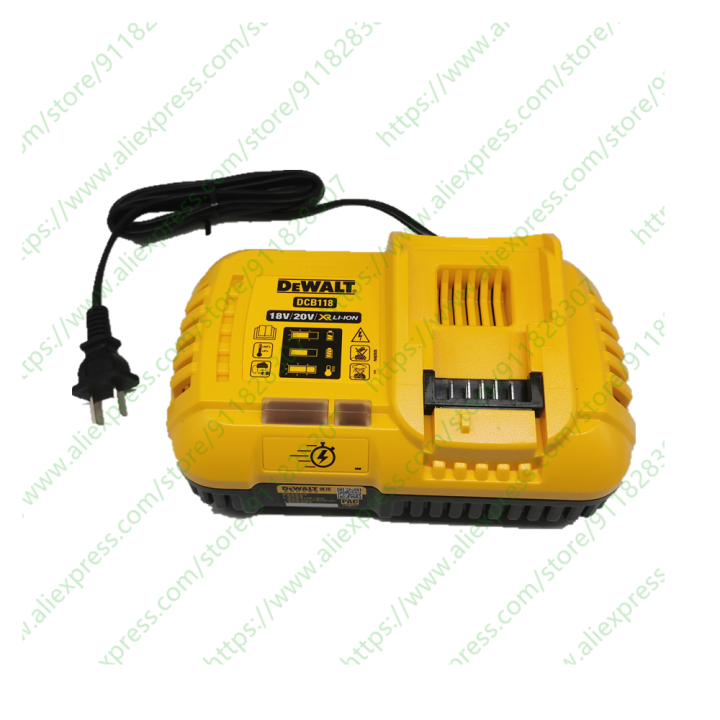 DCB118 Replacement Fast Battery Charger – 3A Output, Compatible With DeWalt 20V/60V Max, Fan-Cooled, LED Indicators