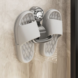 ชั้นวางรองเท้าแตะติดผนังแบบดูดติดผนังในห้องน้ำ ชั้นวางรองเท้าแบบไม่ต้องเจาะ ชั้นวางรองเท้าแบบพกพาสำหรับใช้ในบ้าน ชั้นวางรองเท้าสำหรับระบายน้ำ