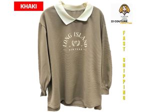 JJ COUTURE WOMEN TRENDY LONG ISLAND WAFFLE COTTON LONG SLEEVE CASUAL BLOUSE FREESIZE & PLUS SIZE