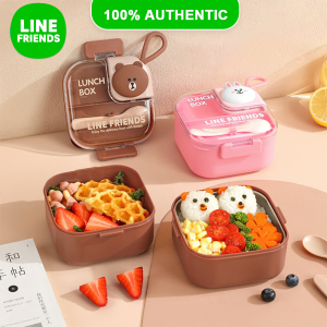 100% Authentic Line Friends Lunch Box Kids Eco-friendly Portable 304 Stainless Steel Material High Temperature Resistance Anti-corrosion LFB145