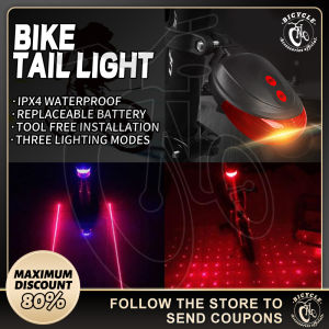 2 Laser Light +5 LED Back Light for Bike Tail Light Cycling MTB Blinker Waterproof Flashing Lamp