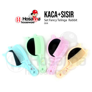 Kaca Sisir Gagang Set Motif / Souvenir Cermin Mini