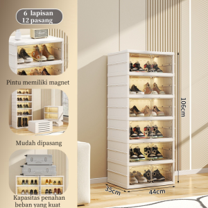 【Bebas Instalasi】 Shoe Storage Boxes Box Sepatu Lemari Sepatu Minimalis Pintu Transparan Rak Sepatu Tertutup Anti Debu Rak Sepatu 9 Susun Plastik Lemari Sepatu Rak kotak sepatu portabel multifungsi dengan