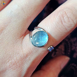 Aquamarine Titanium Adjustable Ring