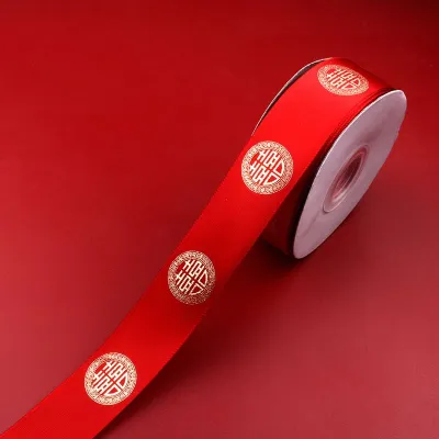 22 Meter Pita Roll Sangjit Satin Pita Satin Merah Lebar 2.5cm Untuk Chinese Wedding