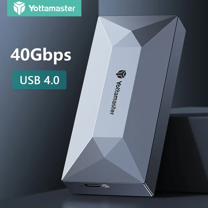 Yottamaster M.2 NVMe SSD Enclosure 40Gbps 20Gbps High Speed HD External Case Type C PCIe Thunderbolt 4/3 USB4 Storage Box for PC