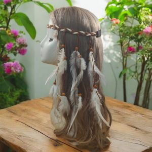[Ready Stock SG] Hippie Double Side Snow White Feather Headband | Boho Headband | Hair Accessories