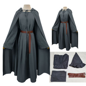 Adult Wizard Robe Men Sorcerer Costume Grey Cloak with Wizard Hat Cape The Hobbit Gandalf Halloween Cosplay Suit2026