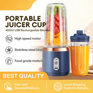 Double Cup Portable Juicer Blender Machine Mini Vegetables Fruits Juicer Electric Juicer USB Rechargeable Blender With Ice Crusher