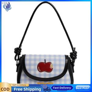 [Ueb Wholesale Center]PU หนัง Apple ลายสก๊อตกระเป๋าสะพายปรับสายสะพายข้างกระเป๋าสี่เหลี่ยมสำหรับผู้หญิงทำงานช้อปปิ้งท่องเที่ยวทุกวัน