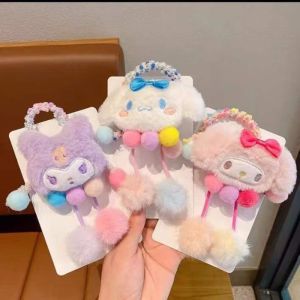 Childrens Cute Plush Elastic Hair Bands Girls Cartoon Sanrio Kuromi Hello Kitty Hair Ties Scrunchies Rubber Bands Headwear Hair Accessories